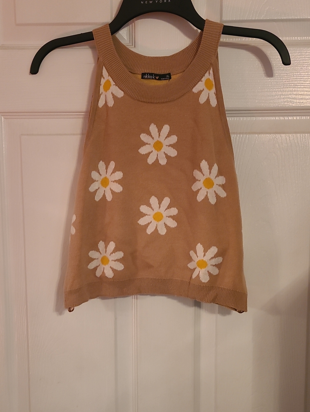Tan Daisy Knit Tank Top